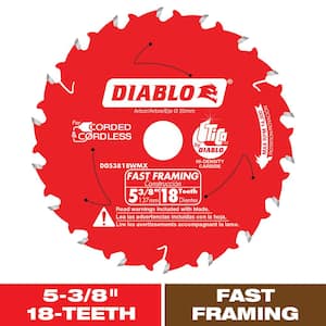 5-3/8in. x 18-Teeth Fast Framing Circular Saw Blade for Wood