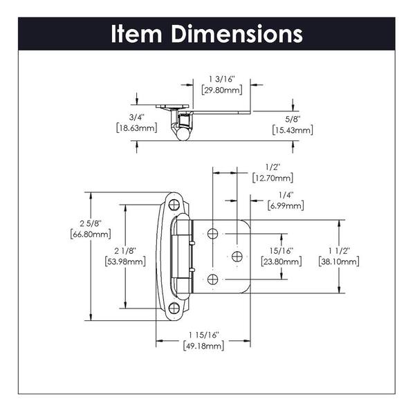 1-14/15 in. x 2-5/8 in. Black Iron Surface Self-Closing Hinge (2-Pack)