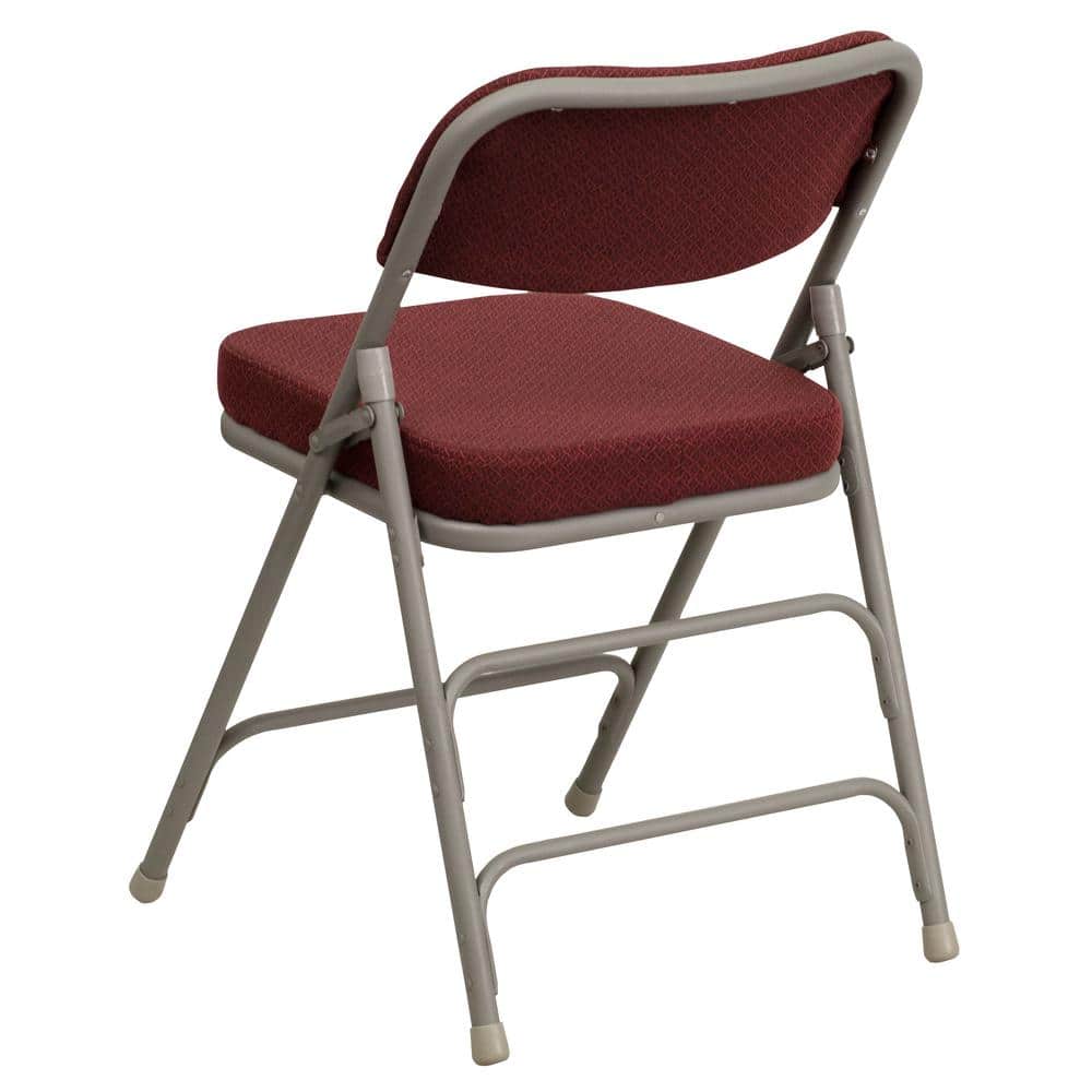 Hercules Series Burgundy Fabric Metal Folding Chair with Adjustable Height
