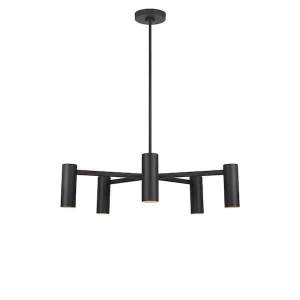 ブラック ジオメトリック ペンダントライト Generation Lighting Zentro 29 in. W x 6.75 in. H 5-Light Midnight