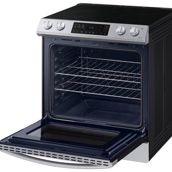 Samsung 30 In 6 3 Cu Ft Slide In Electric Range With Self Cleaning Oven In Stainless Steel Ne63t8111ss The Home Depot