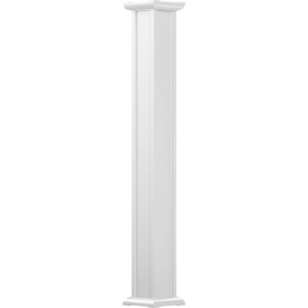 8' x 5-1/2" Endura-Aluminum Acadian Style Column, Square Shaft (Load-Bearing 24,000 LBS), Non-Tapered, Gloss White