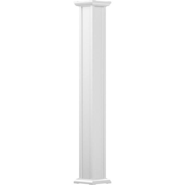 AFCO 9' x 7-1/2" Endura-Aluminum Acadian Style Column, Square Shaft (Post Wrap Installation), Non-Tapered, Gloss White