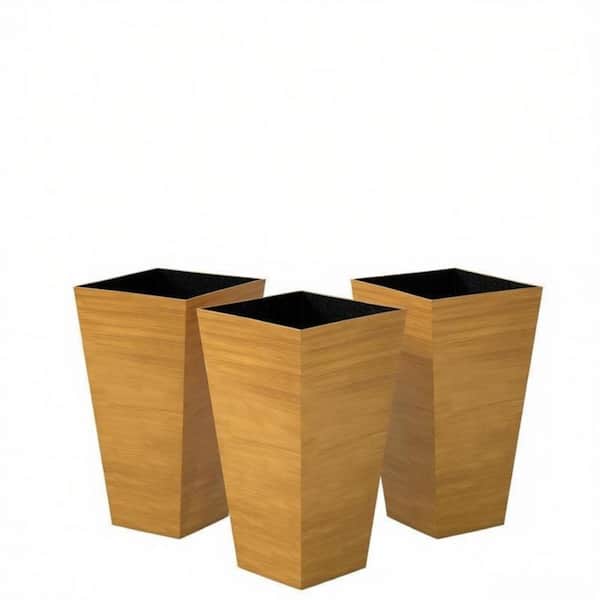 Set of 3 Tall Stackable Planters with Drainage for Outdoor