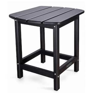 Black Rectangle HDPE Plastic 17.72 in.H Outdoor Side Table Coffee Table for Patio, Weather Resistant