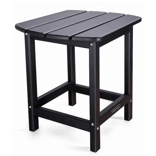 maocao hoom Black Rectangle HDPE Plastic 17.72 in.H Outdoor Side Table Coffee Table for Patio, Weather Resistant