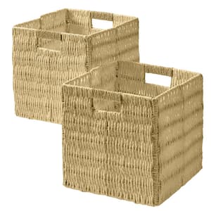 Wicker Paper Storage Basket Cube Bin (Set of 2 - Taupe