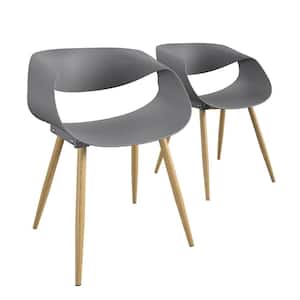 Gray Ergonomic Plastic Outdoor Lounge Chair (2-Pack)
