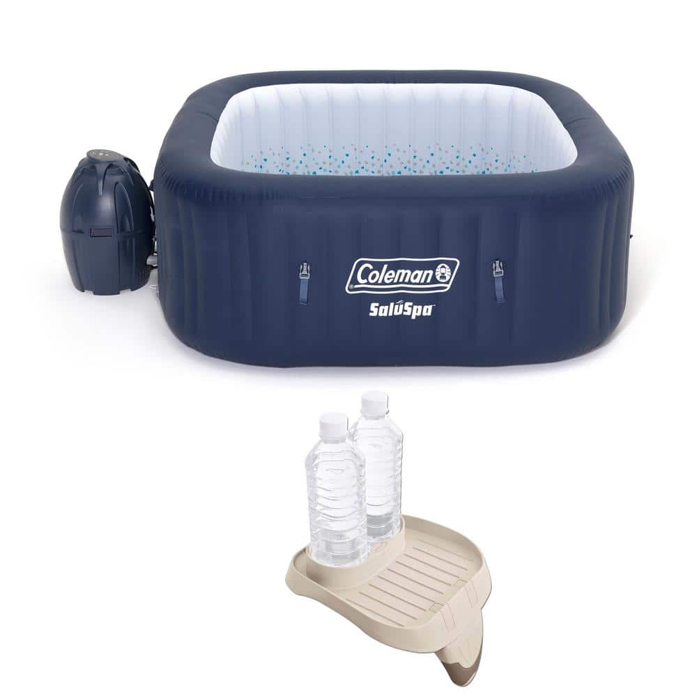 Coleman Saluspa 4 Person Square Portable Inflatable Outdoor Hot Tub Spa &  Intex Purespa Attachable Cup Holder And Refreshment Tray Accessory : Target