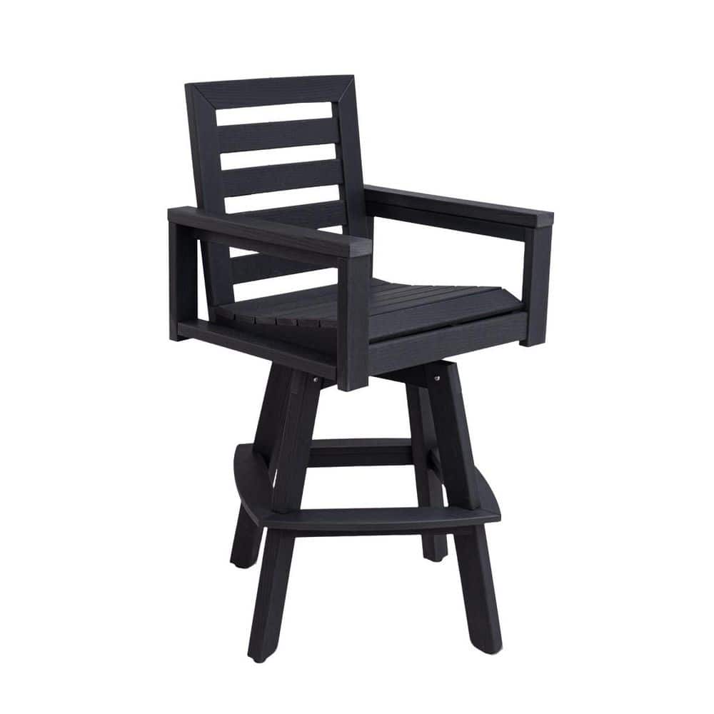 Swivel Plastic Outdoor Bar Stool, Carbon HDPE Patio Bar Chair with 360° Swivel and Ladderback for Deck and Poolside price history on PriceWatchPro