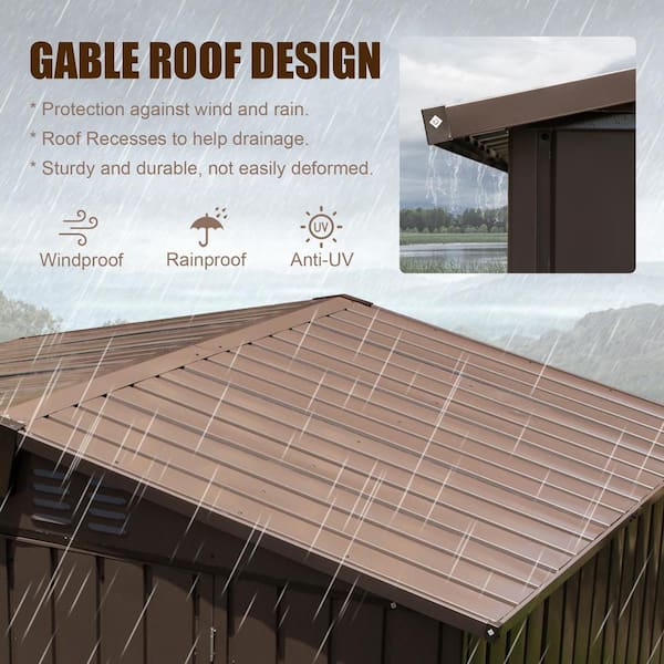 domi outdoor living 11 ft. x 9 ft. Dark Brown Metal Shed 99 sq. ft