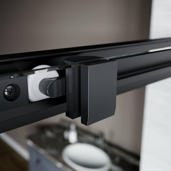 Unbranded - 34 in. W x 72 in. H Square Double Sliding Framed Corner Shower Enclosure in Matte Black Finish with Clear Glass