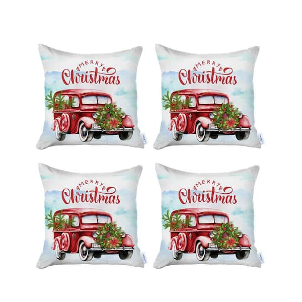 Mike & Co. New York Decorative Christmas Themed Throw Pillow Cover Square 18 in. x 18 in. Multi-Color for Couch, Bedding (Set of 4)