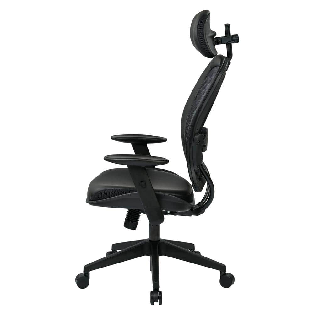 Executive High Back Black Leather Swivel Office Chair with Adjustable Arms