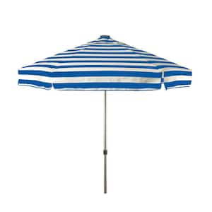 6.5 ft. Aluminum Manual Tilt Drape Patio Umbrella in Royal Blue and White Acrylic Stripes