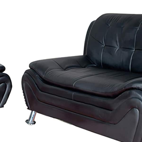 3 Piece Black Leather Sofa Set, Furniture Sofa Set Leather