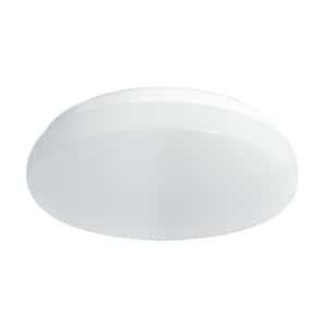 10 in. White Round Low Profile Dimmable LED Flush Mount with Plastic Shade Ceiling Light - 4000K Cool White