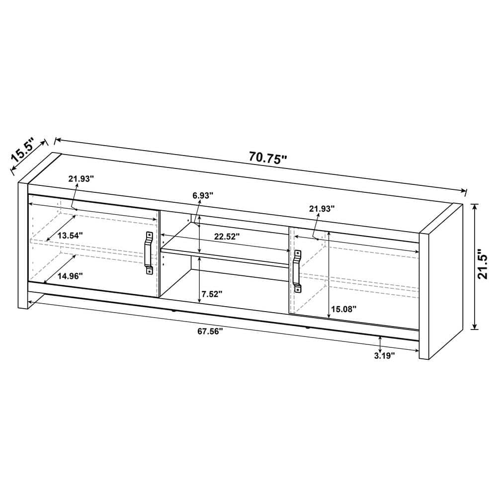 Gray Driftwood 71" TV Console with Cabinets