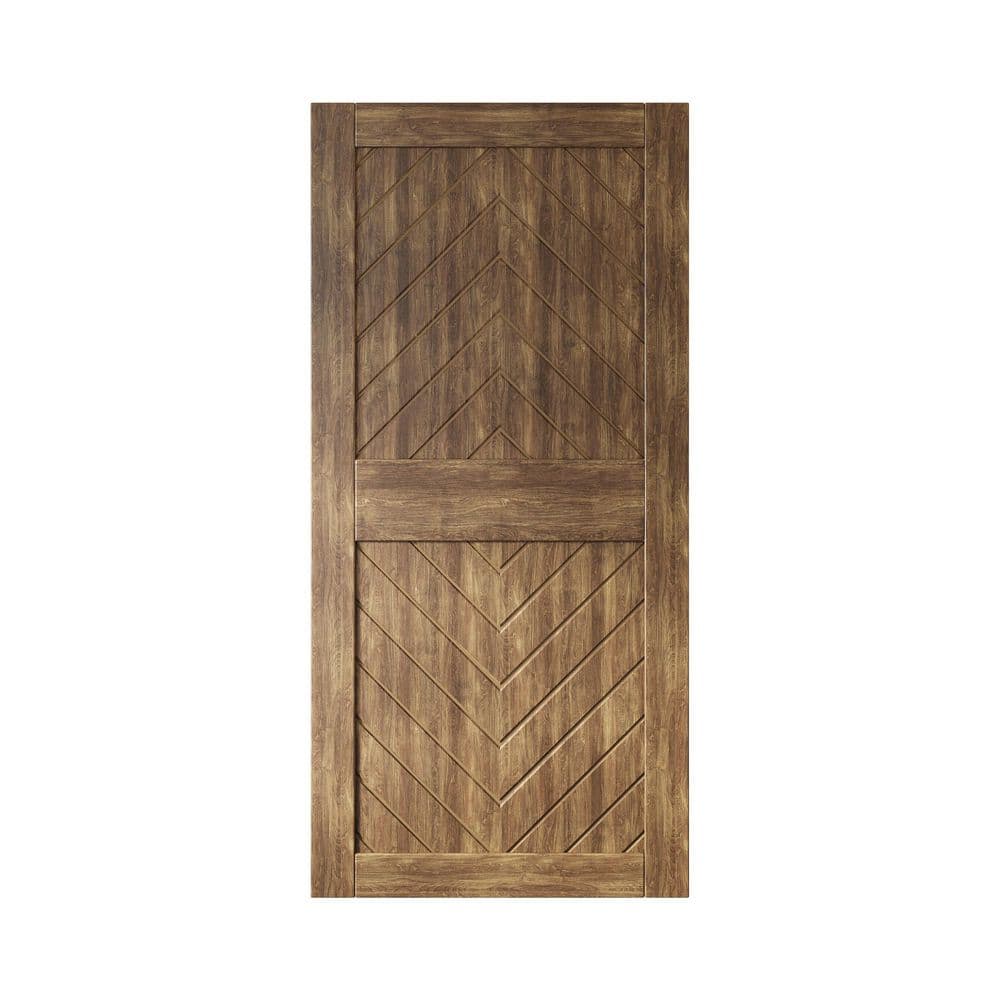 JT2 40 in. x 84 in. C-Panel Solid Core Dark Walnut Fishbone Design Pine Wood Interior Sliding Barn Door Slab price history on PriceWatchPro