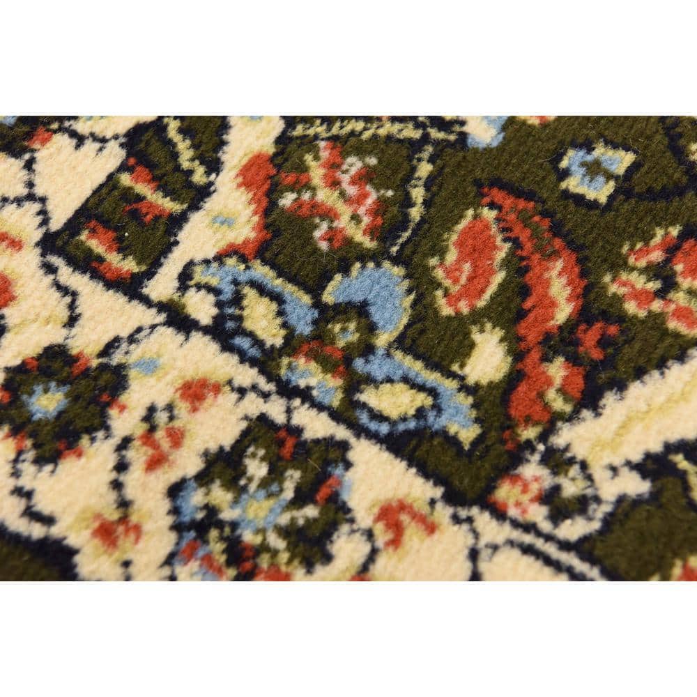 Elegant Espahan Green Rectangular Easy-Care Synthetic Rug