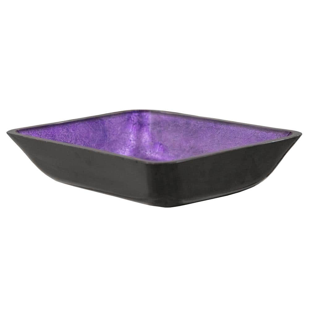 Rectangular Purple and Black Glass Above-Counter Vessel Sink