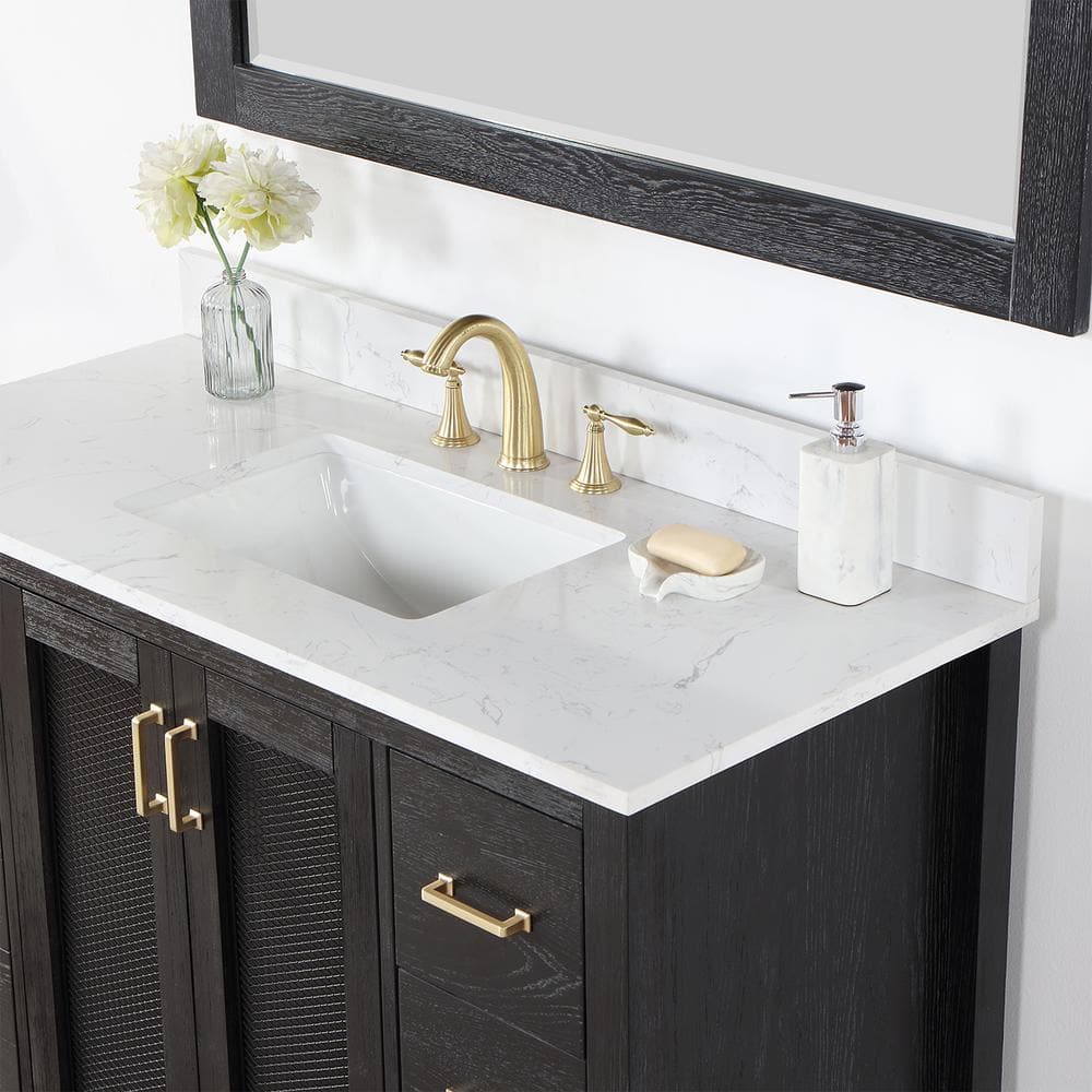 Hadiya 48" Black Oak Single Bathroom Vanity with Gold Hardware