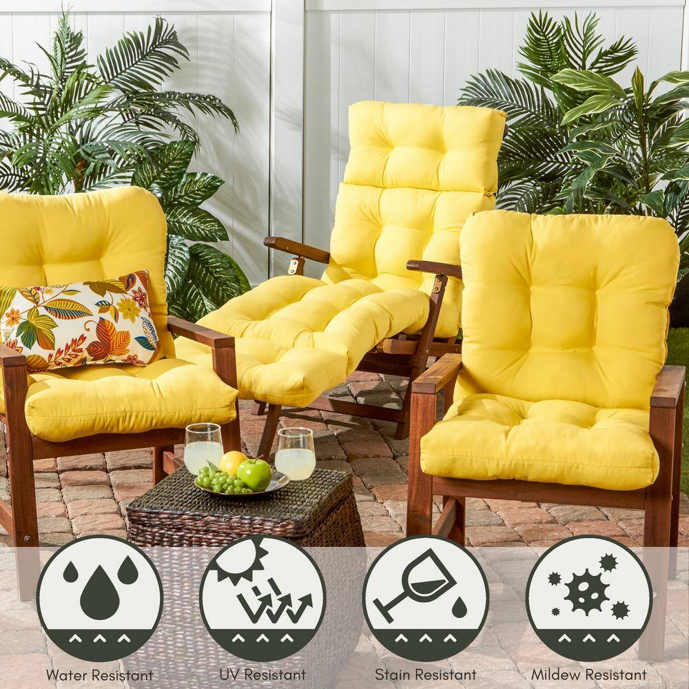 Sunbeam Yellow Polyester Outdoor Dining Chair Cushion
