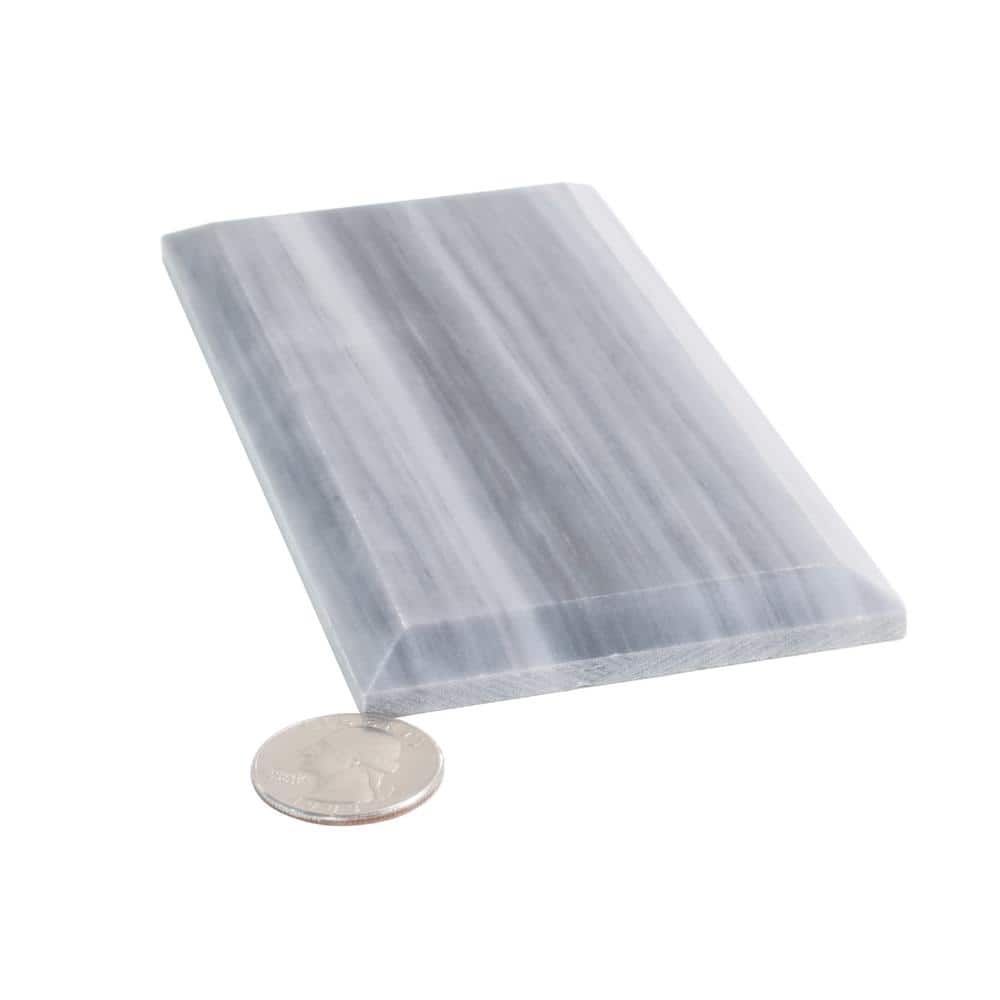 Gray 3" x 6" Beveled Polished Marble Subway Tile