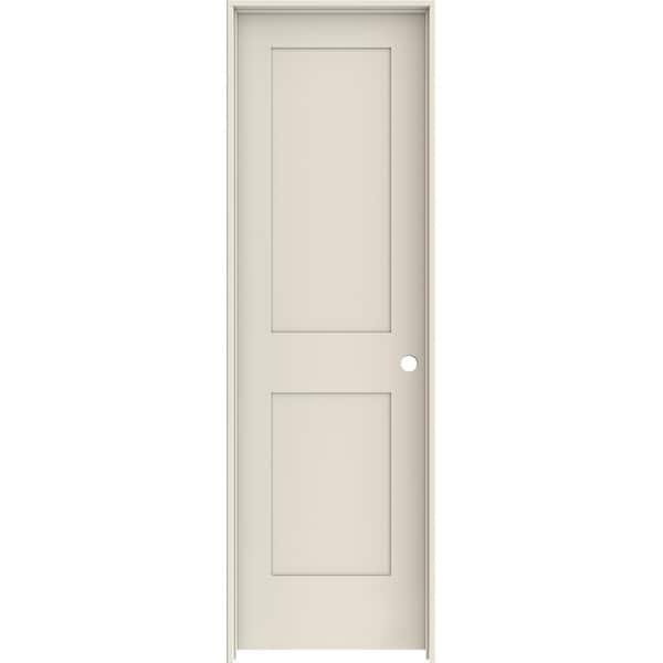 JELD-WEN 24 in. x 80 in. 2 Panel Shaker Left-Hand Solid Core Primed Wood Single Prehung Interior Door