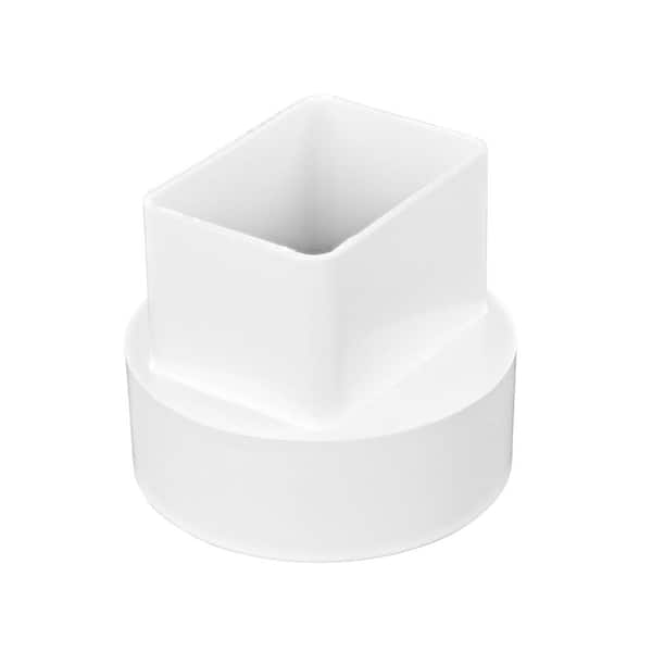 NDS PVC Downspout Adapter, 2X3 in. Downspout X 4 in. DWV/SCH40 Hub