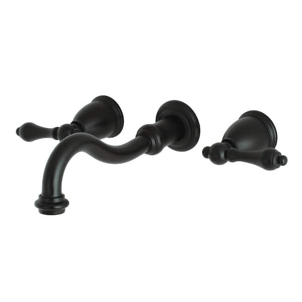 Kingston Brass Restoration 2-Handle Wall Mount Tub Faucet in Matte Black (Valve Included)