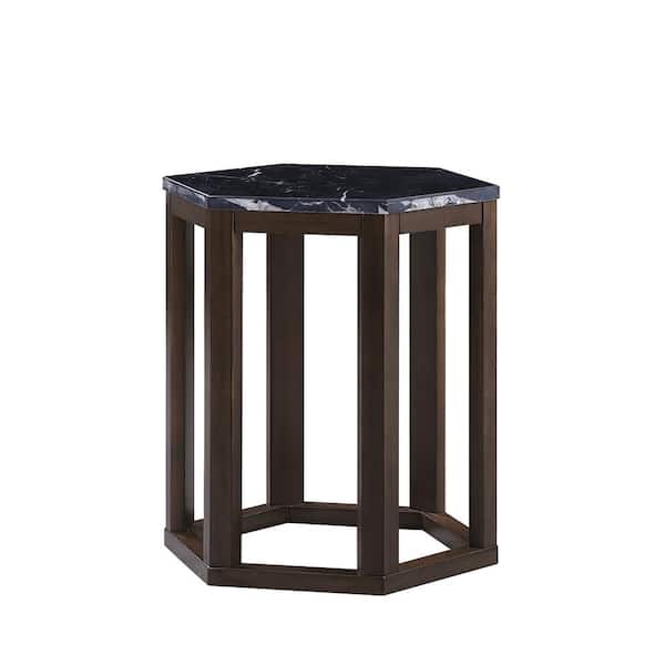 Acme Furniture Reon 2-Piece Marble and Walnut Pack End Table