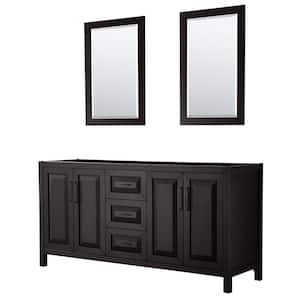 Daria 71 in. W x 21.5 in. D x 35 in. H Double Bath Vanity Cabinet without Top in Dark Espresso with 24 in. Mirrors