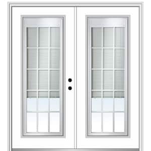 64 in. x 80 in. Internal Blinds and Grilles Left-Hand Inswing Full Lite Clear Glass Painted Steel Prehung Front Door
