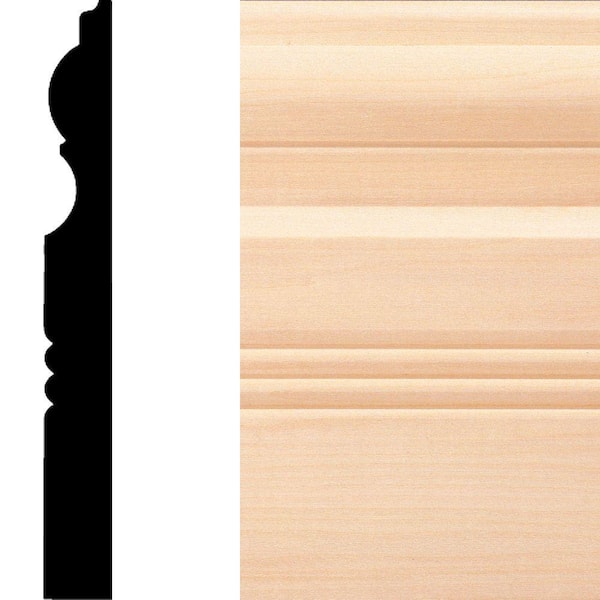 3/4 in. D x 6-1/2 in. W x 48 in. L Unfinished Bass Wood Victorian Base Moulding