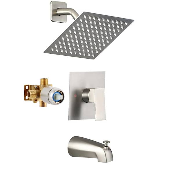 AKLFGN Single Handle 2-Spray Tub and Shower Faucet 1.8 GPM in. Brushed Nickel (Valve Included)