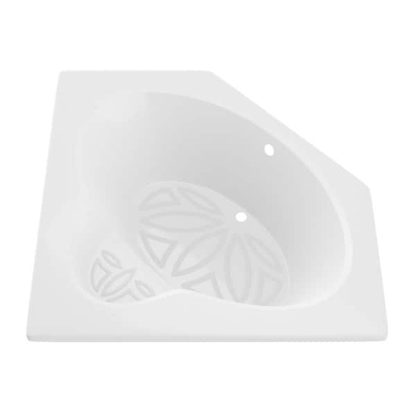 ANZZI Rana 82 in. Acrylic Center Drain Corner Drop-in Bathtub in White