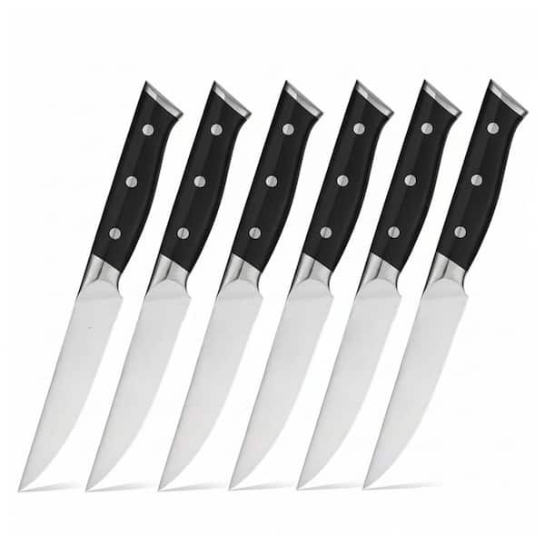 4.5 in. Stainless Steel Full Tang Serrated Edge Steak Knife with Ergonomic Handle (Set of 6)