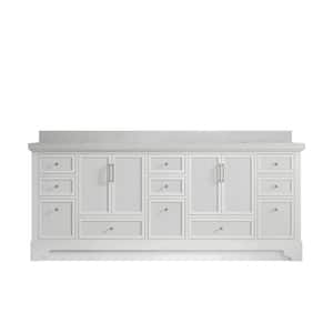 Alys 84 in. W x 22 in. D x 36 in. H Double Sink Bath Vanity in White with 2 in. Carrara Qt. Top