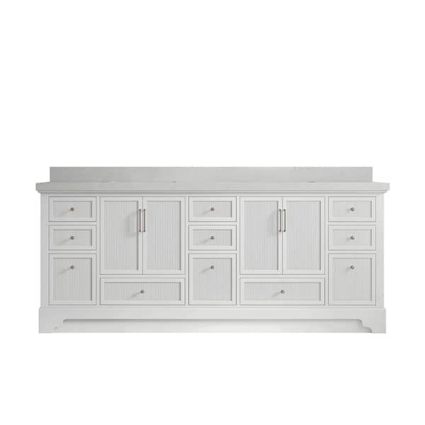Willow Collections Alys 84 in. W x 22 in. D x 36 in. H Double Sink Bath Vanity in White with 2 in. Carrara Qt. Top