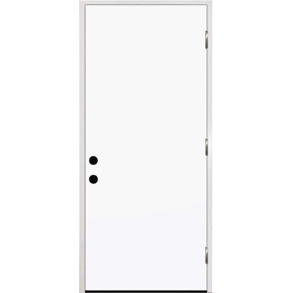 Steves & Sons 32 in. x 80 in. Element Flush Left Hand Outswing White Primed Steel Prehung Front Door