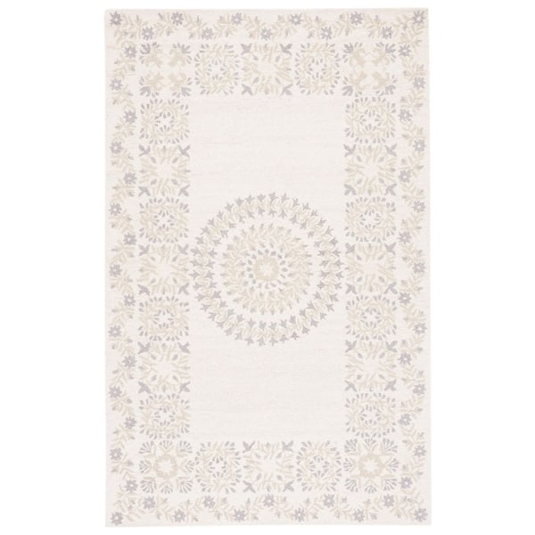 Empire 3 ft. x 5 ft. Ivory/Beige Border Medallion Area Rug