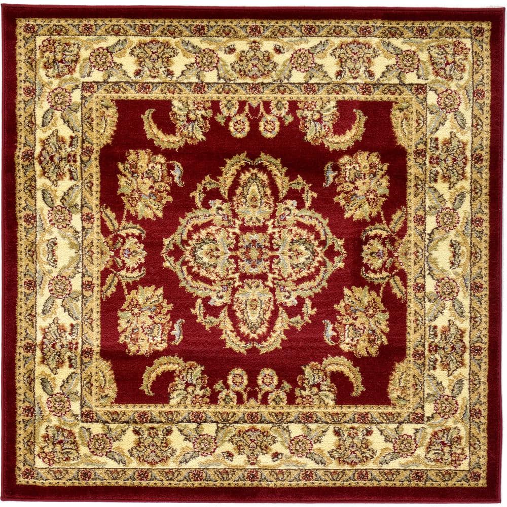 Reddington Classic Red 4' Square Synthetic Easy-Care Rug