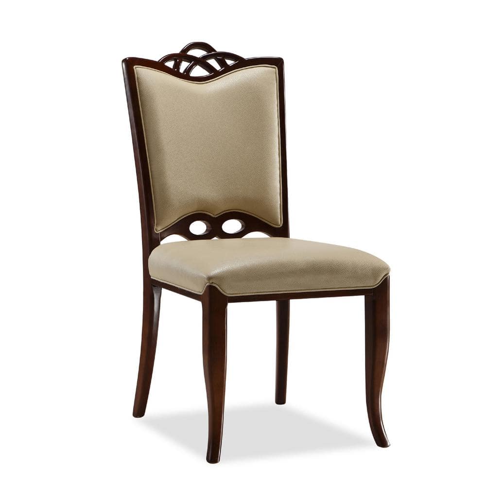 Regent Cream Faux Leather Dining Chairs with Beech Wood Frame, Set of 2