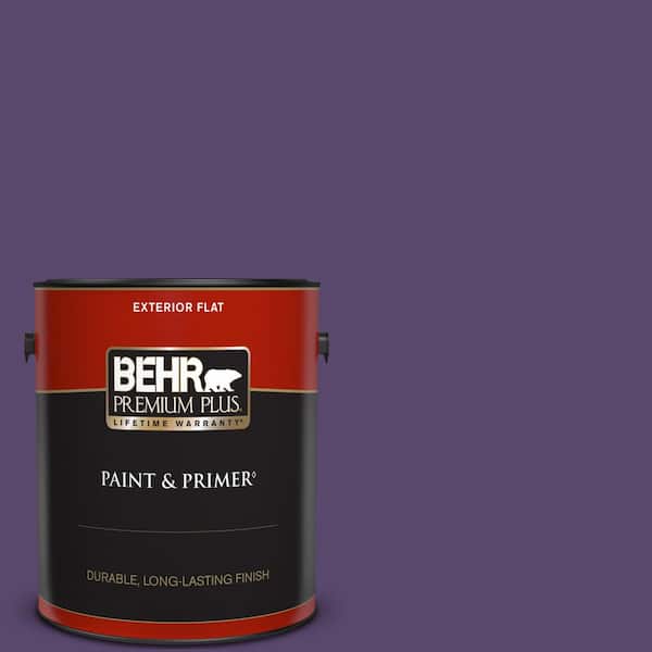 BEHR PREMIUM PLUS 1 gal. #P570-7 Proper Purple Flat Exterior Paint & Primer