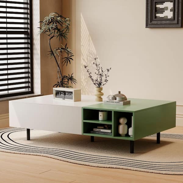 51.2 in Green/White Rectangle MDF Coffee Table