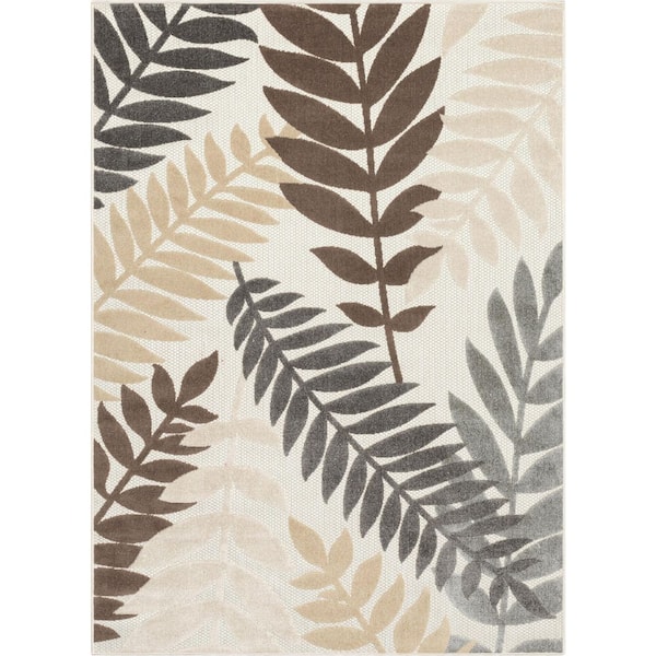 Well Woven Dorado Mariah Modern Floral Ivory 5 ft. 3 in. x 7 ft. 3 in. High-Low Indoor/Outdoor Area Rug