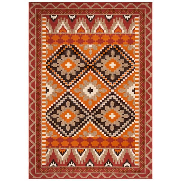 Veranda Rust/Red 3 ft. x 5 ft. Southwestern Tribal Indoor/Outdoor Area Rug