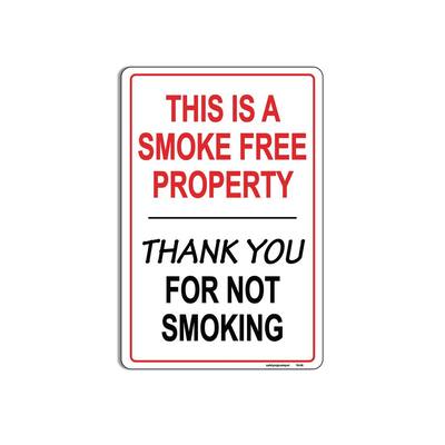 8 in. x 12 in. Smoke Free Property Thank You For Not Smoking Plastic Sign