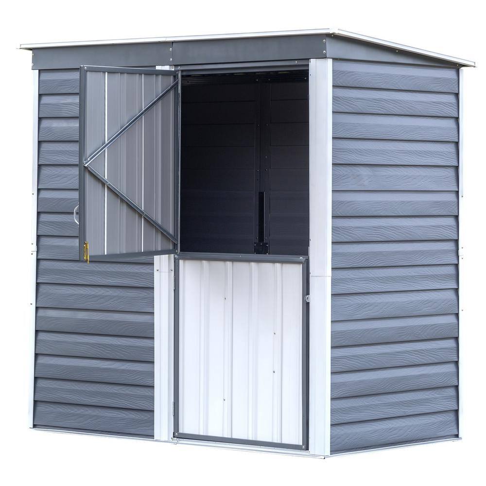 Charcoal and Cream Galvanized Steel 6 x 4 ft Outdoor Storage Shed